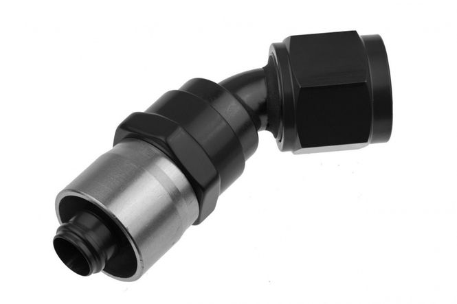 Hovedbilde -06 AN 45 Degree Crimp Style Hose End - Black